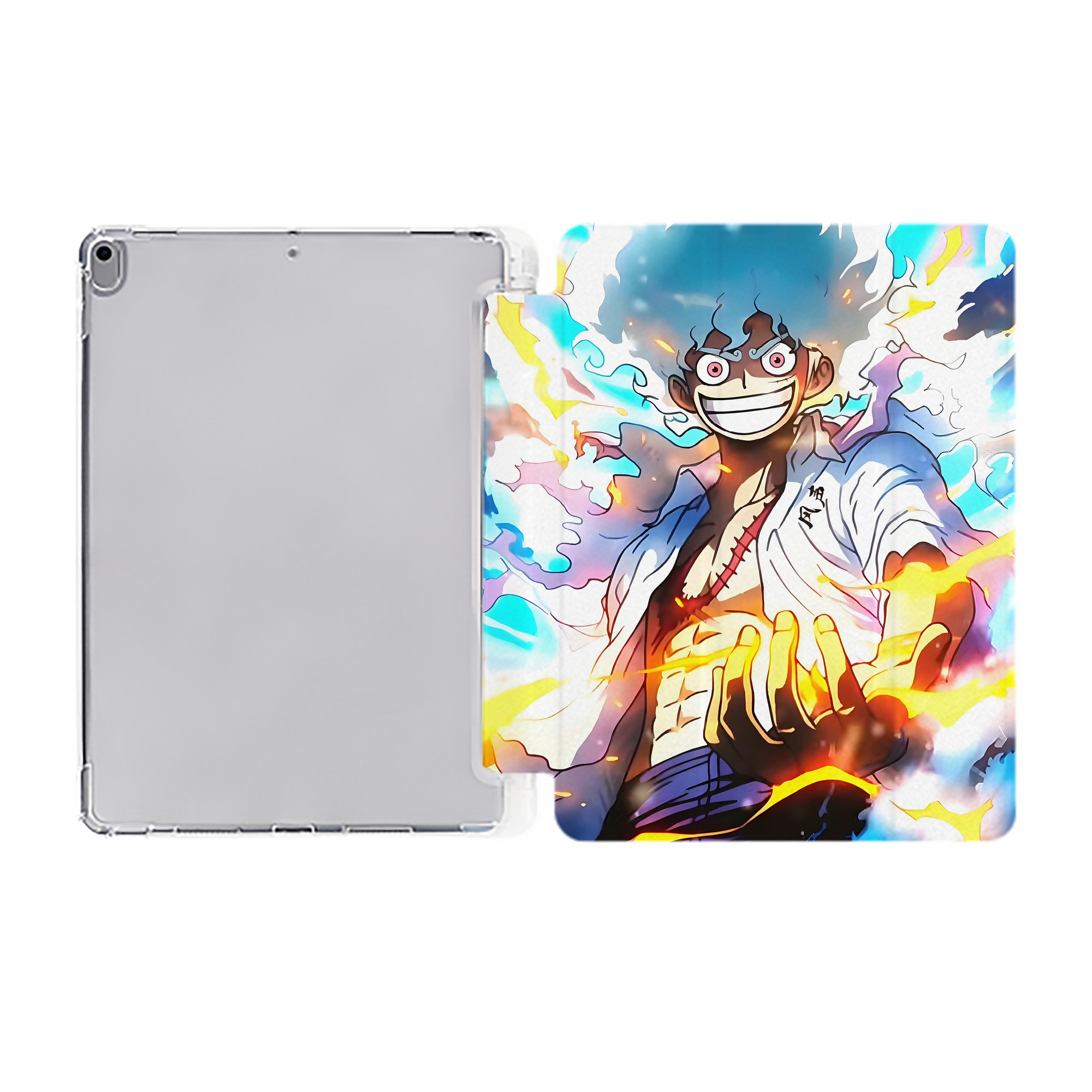 ワンピース ONE PIECE IPad ケース ペン収納付き 三つ折りスタンド PUレザー×シリコン 対応機種9.5/10.5/10.9インチ